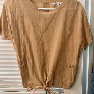Madewell Tan Short Sleeve Top with Drawstring